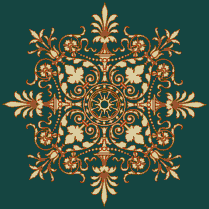 Victorian Ornament (Terra-Brown on D-Marine) - Mosaic Art
