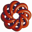 Red Torus Knot (8,3 on White) - Mosaic Art