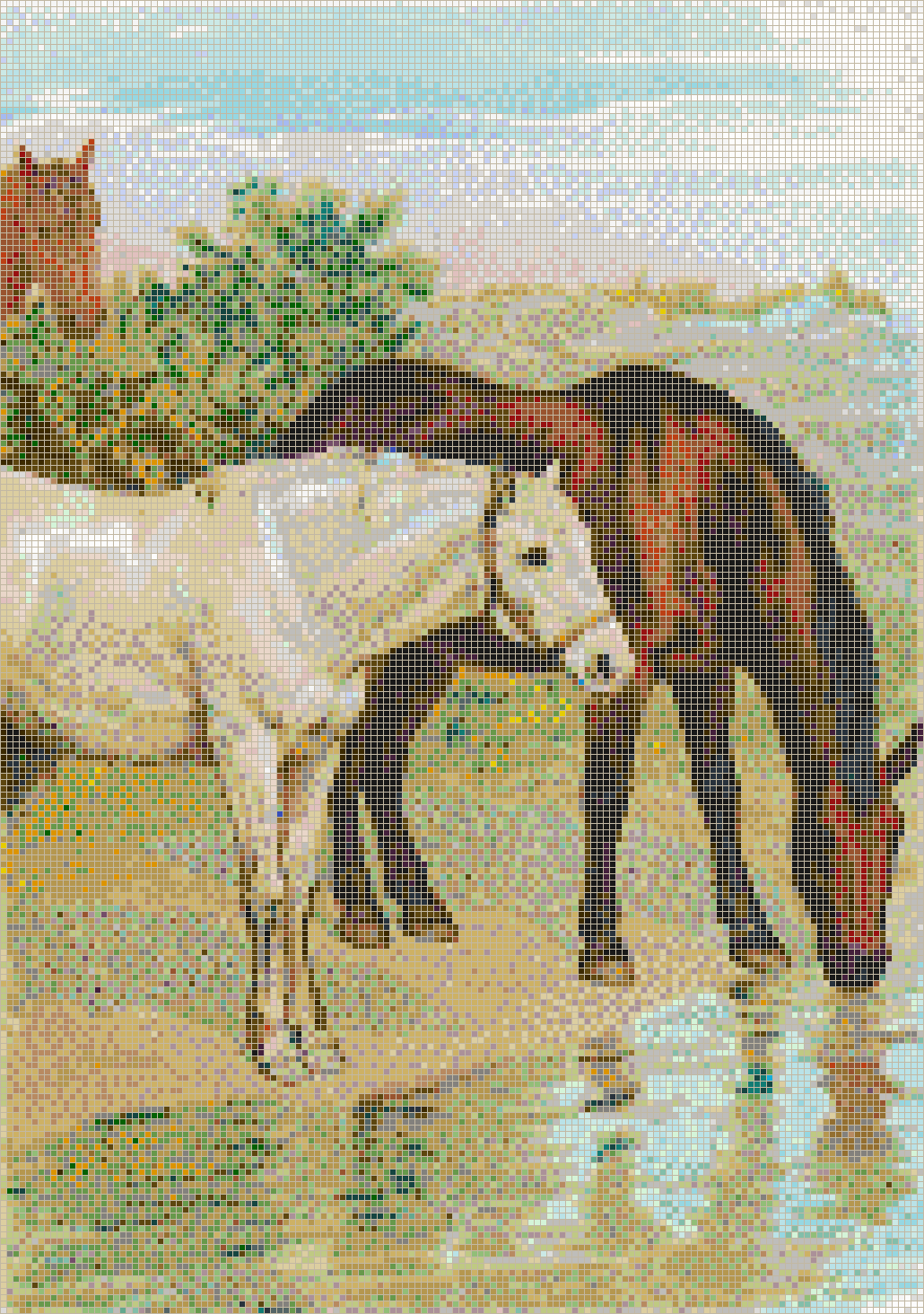 Horses Drinking - Mosaic Tile Art