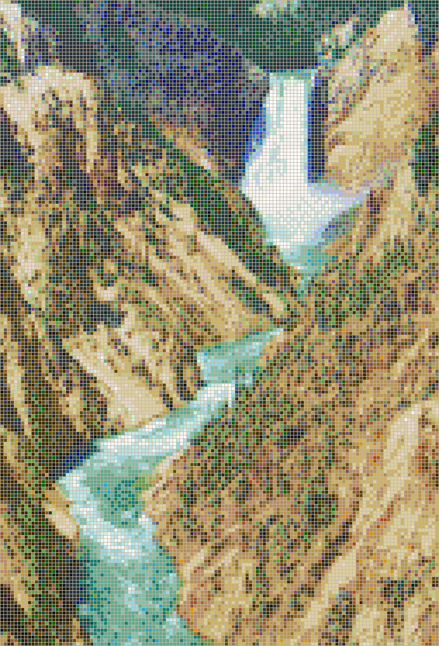 Yellowstone Waterfall from Artist Point - Mosaic Tile Art