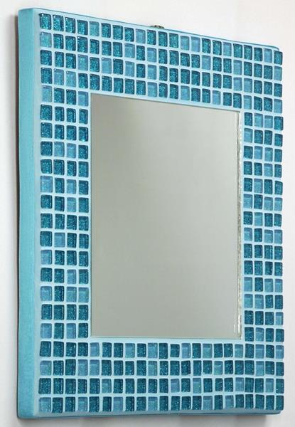 Turquoise Glitter 25cm Mosaic Mirror (side)