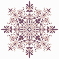 Victorian Ornament (Pink-Violet on White) - Mosaic Art