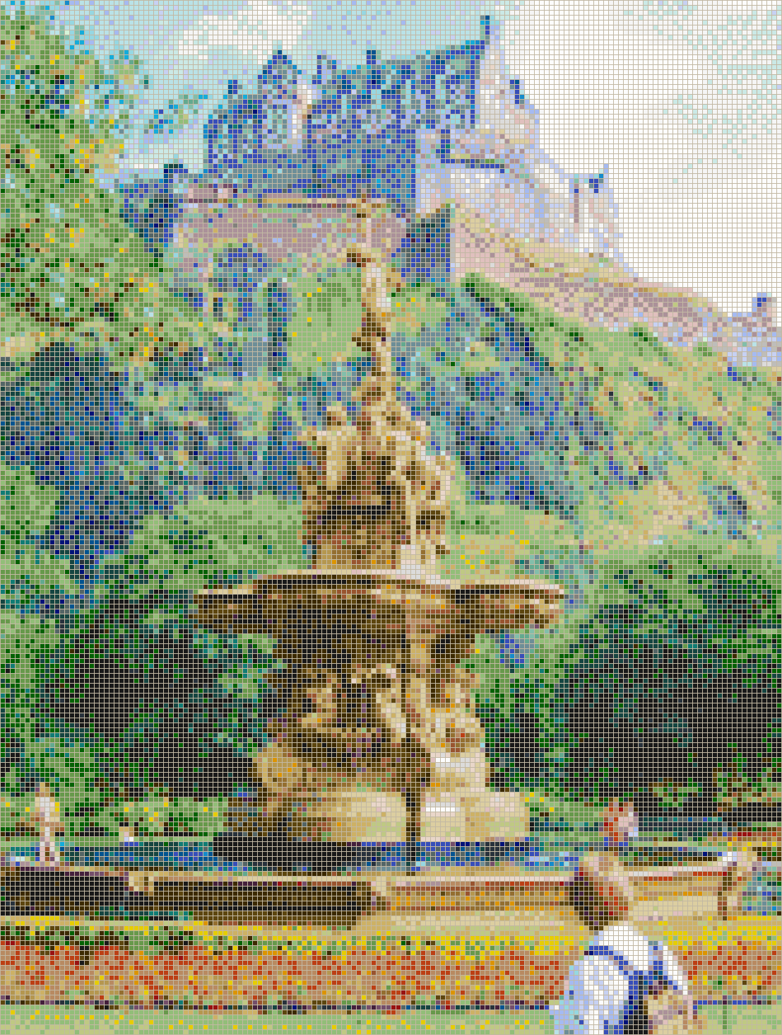 Edinburgh Castle and Fountain - Mosaic Tile Art