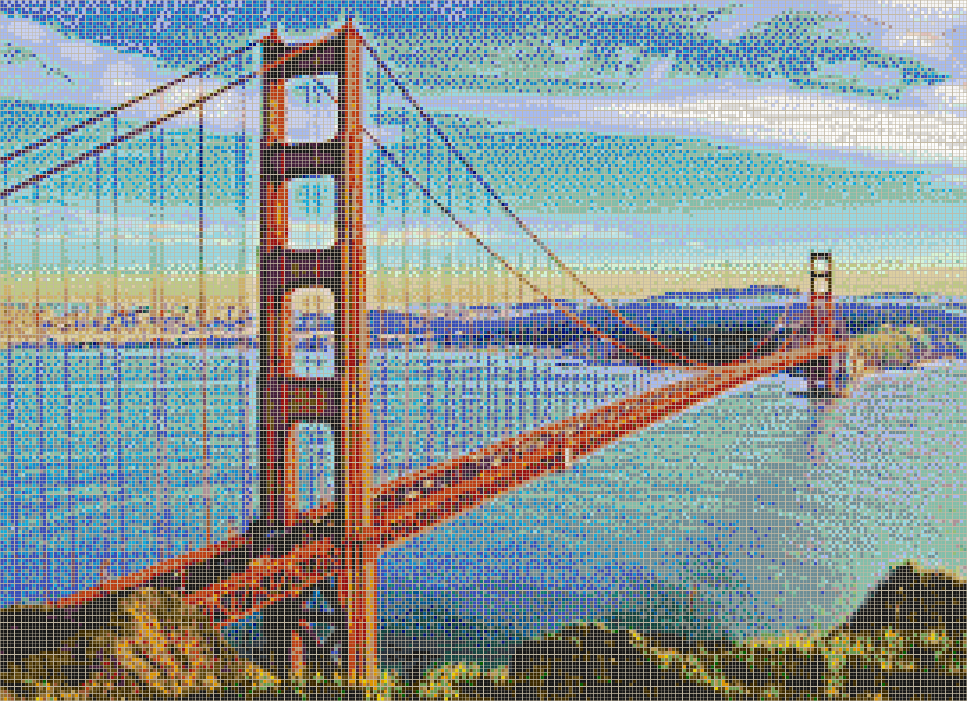 Golden Gate Bridge from Marin Headlands - Mosaic Tile Art