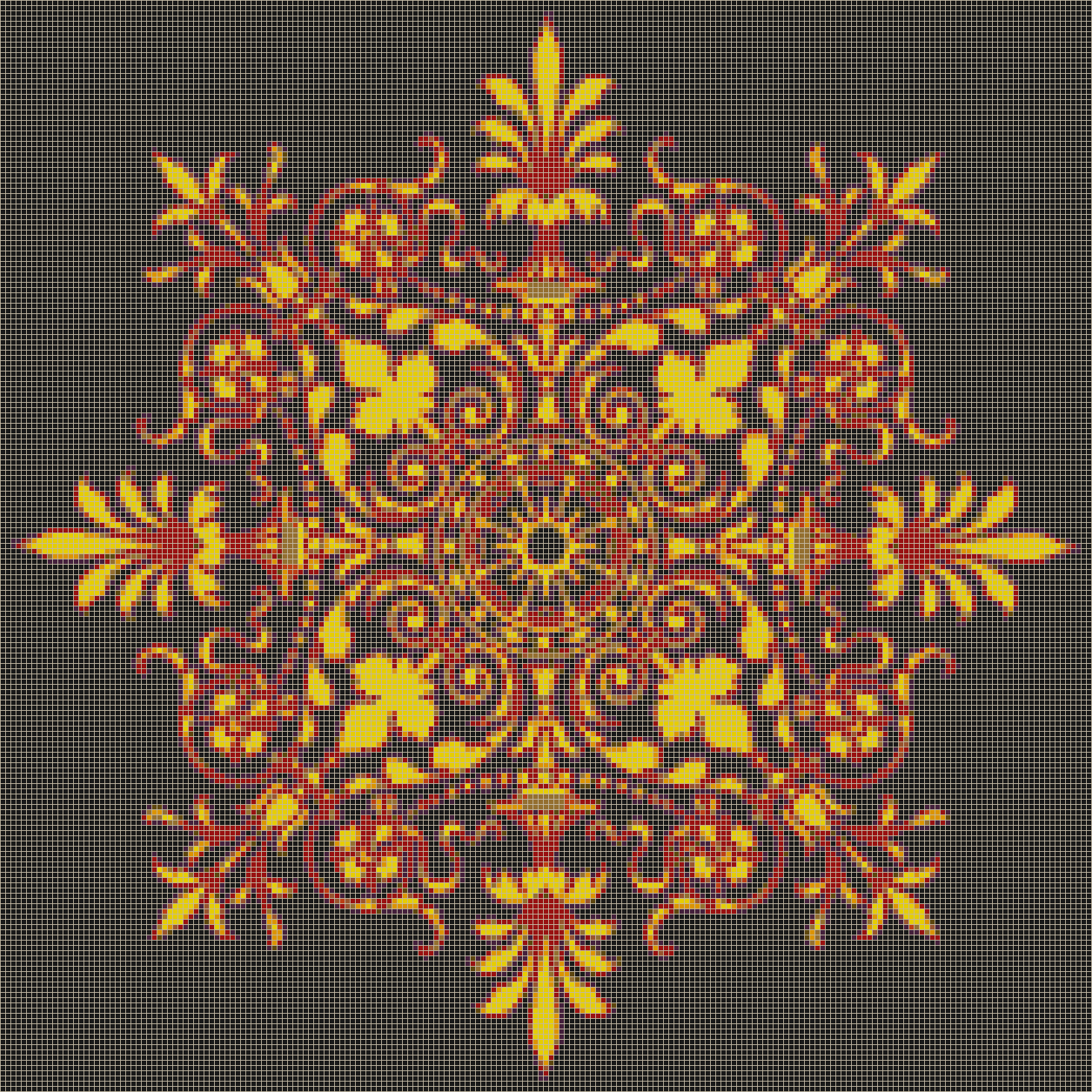 Victorian Ornament (Red-Yellow on Black) - Mosaic Tile Art