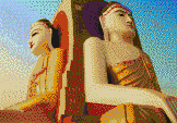 Buddah Statues at Kyaik Pun Paya - Mosaic Art