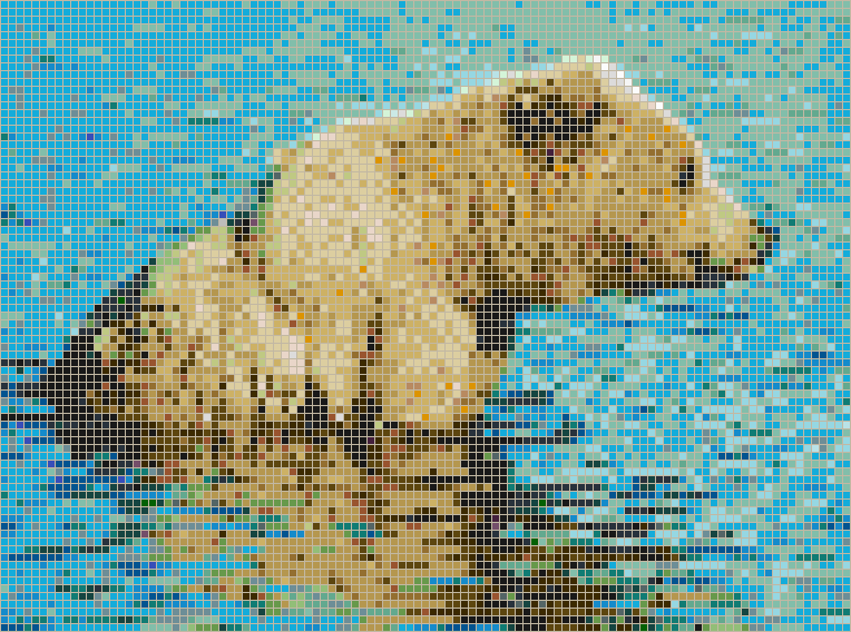 Brown Bear in Creek - Framed Mosaic Wall Art