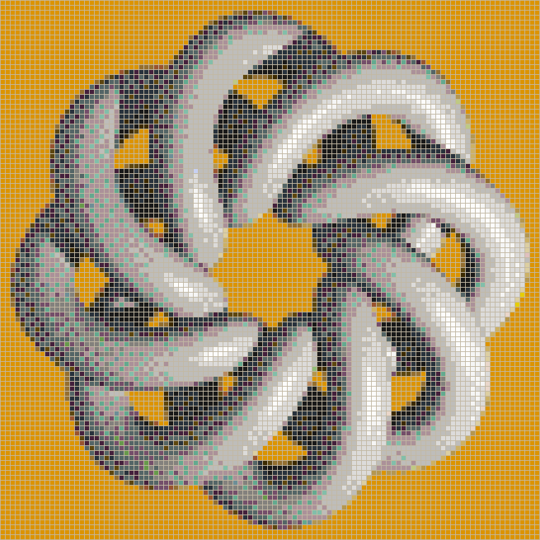 Grey Torus Knot (8,3 on Mid Orange) - Framed Mosaic Wall Art