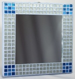 Silver-Blue Glitter Corners 23cm Mosaic Mirror